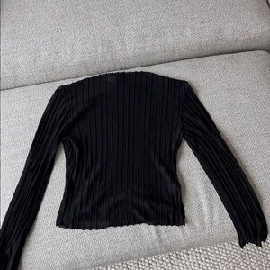 L'Academie Black Ribbed Long Sleeve Top